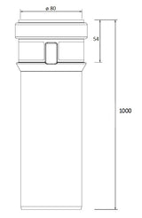Burgerhout Safe-PP rookgasafvoer pijp 80° 1000mm 400453977 Technische tekening | CVketel.nl