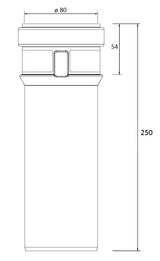 Burgerhout Safe-PP rookgasafvoer pijp 80° 250mm 400453973 kopen? Technische tekening | CVketel.nl