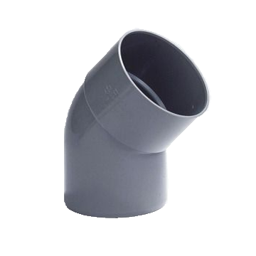 Dyka PVC Bocht 40mm lijmmof/spie 45° grijs 20022107