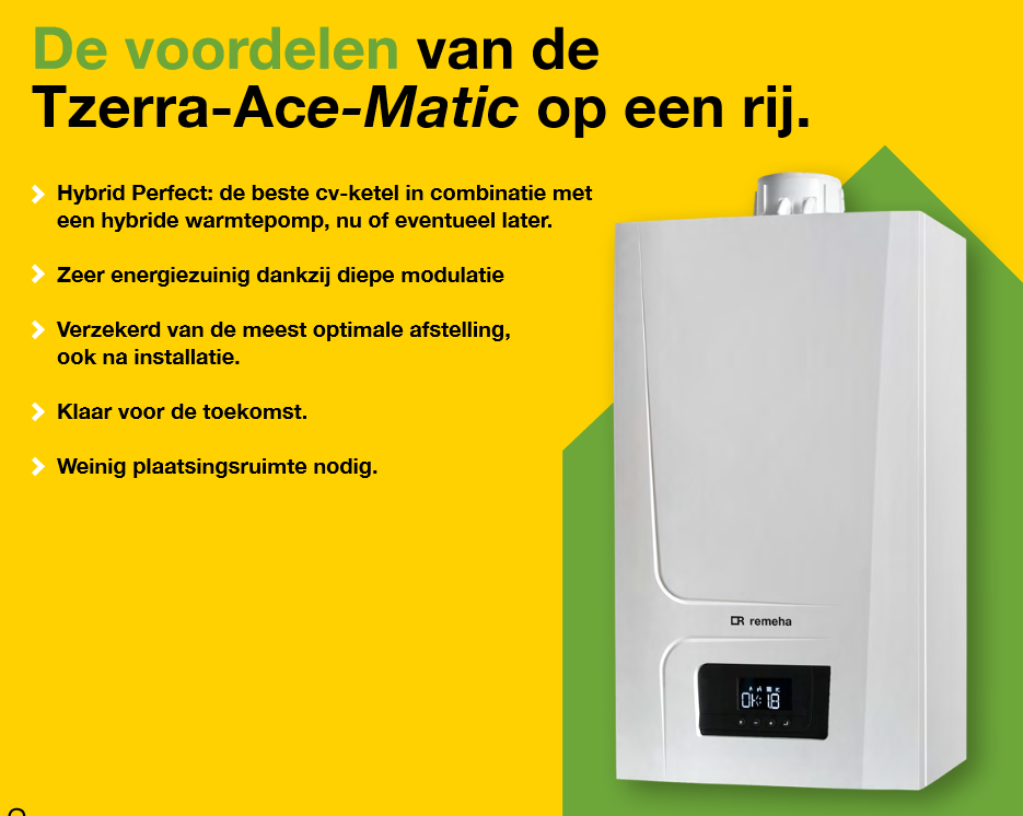 Remeha Tzerra Ace-Matic 35c CW5 7814162 Voordelen ✔32,8kW vermogen ✔Gratis verzending NL ✔Bezorging los materiaal alleen bij orderwaarde van €830 incl. btw | CVketel.nl